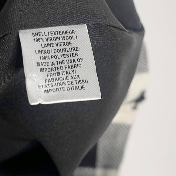 Milly Size 0 Black White Plaid Asymmetric Wrap Skirt Virgin Wool Exposed Button - Picture 7 of 12